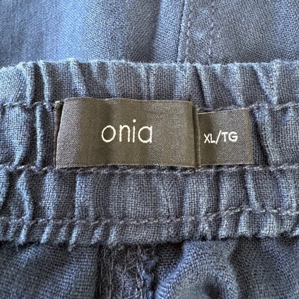 Onia Noah Mens Navy Blue 100% Linen Cargo 10" Shorts Elastic Waist Size XL - Picture 6 of 8